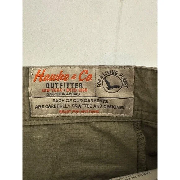 Hawke&Co Cargo Short Pants Mens 36 Solid Beige Mid Rise Zip Fly Pockets Casual - Picture 14 of 16